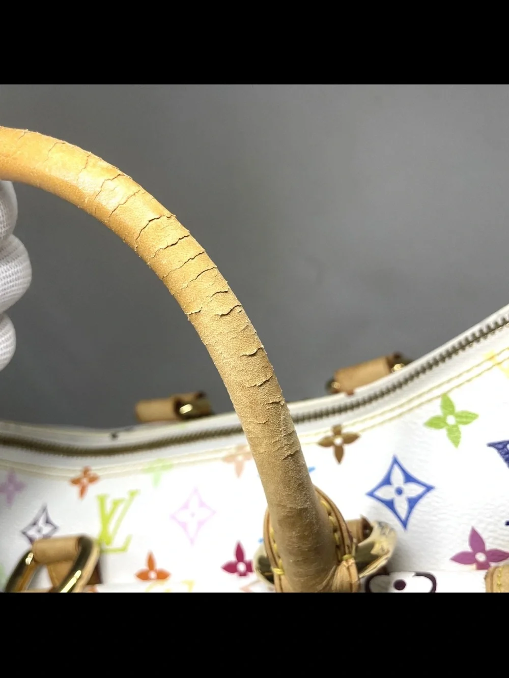 Louis Vuitton Multicolor Monogram White Leather-Trim Shoulder Bag